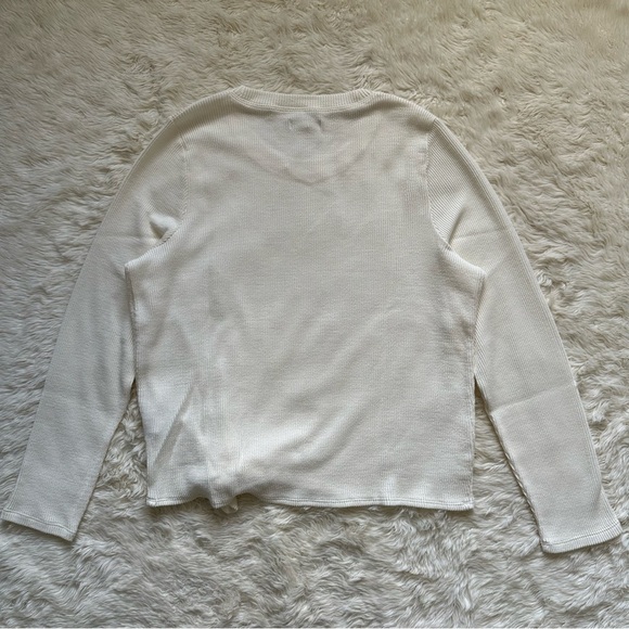 Madewell Top Elwood Knot Front Long Sleeve Jacquard Ivory Cream XXL NWOT - Picture 5 of 12